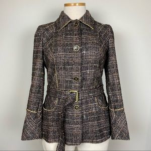 Anne Klein Plaid Trench Jacket